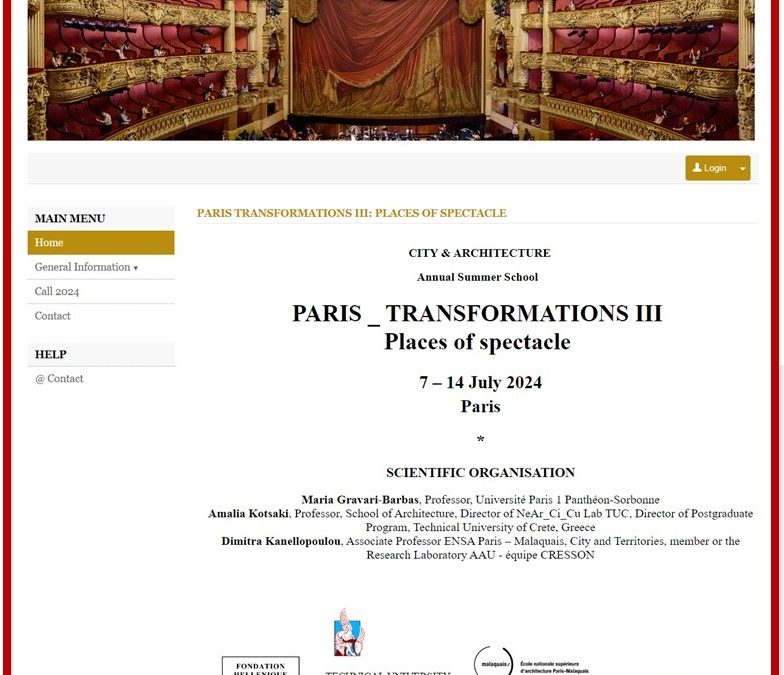 PARIS TRANSFORMATIONS III – Places of spectacle_ECOLE D’ETE_7-14.07.2024